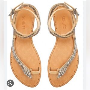 Schutz sandals with crystal-studded, snake-shaped design - Size 8.5